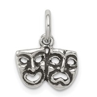 Sterling Silver Antiqued Comedy Tragedy Face Charms view 1