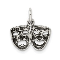 Sterling Silver Antiqued Comedy Tragedy Face Charms view 3