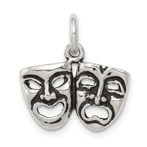 Sterling Silver Antiqued Comedy Tragedy Face Charms