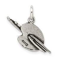 Sterling Silver Antiqued Artist Palette Charm view 3