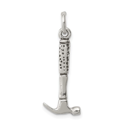 Sterling Silver Antiqued 3-D Hammer Charm