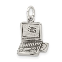 Sterling Silver Antiqued Laptop Charm view 5