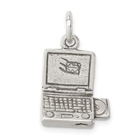 Sterling Silver Antiqued Laptop Charm view 1