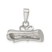 Sterling Silver Rhodium-plated Rolled-Up Diploma Charm view 3