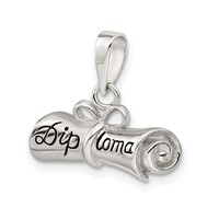 Sterling Silver Rhodium-plated Rolled-Up Diploma Charm view 5