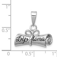 Sterling Silver Rhodium-plated Rolled-Up Diploma Charm view 4