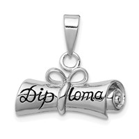 Sterling Silver Rhodium-plated Rolled-Up Diploma Charm view 1