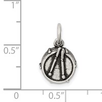 Sterling Silver Antiqued Drum Charm view 3