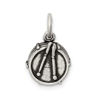 Sterling Silver Antiqued Drum Charm view 1
