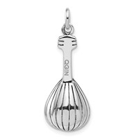 Sterling Silver Antiqued 3D Mandolin Charm view 3