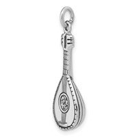 Sterling Silver Antiqued 3D Mandolin Charm view 5