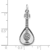Sterling Silver Antiqued 3D Mandolin Charm view 4