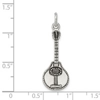 Sterling Silver Antiqued Mandolin Charm view 4