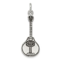 Sterling Silver Antiqued Mandolin Charm view 1