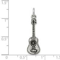 Sterling Silver Antiqued Acoustic Guitar Charm view 4