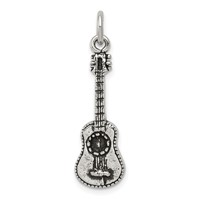 Sterling Silver Antiqued Acoustic Guitar Charm view 1