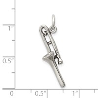 Sterling Silver Antiqued Trombone Charm view 3