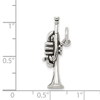 Sterling Silver Antiqued Trumpet Charm view 3