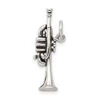 Sterling Silver Antiqued Trumpet Charm view 1