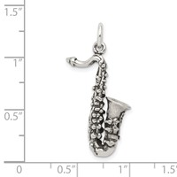 Sterling Silver Antiqued Saxophone Charm view 3