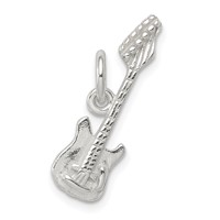 Sterling Silver Rhodium-plated Electric Guitar Charm view 1