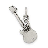 Sterling Silver Antiqued Electric Guitar Charm view 3