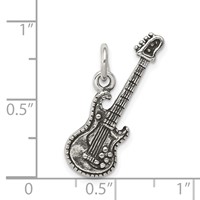 Sterling Silver Antiqued Electric Guitar Charm view 4