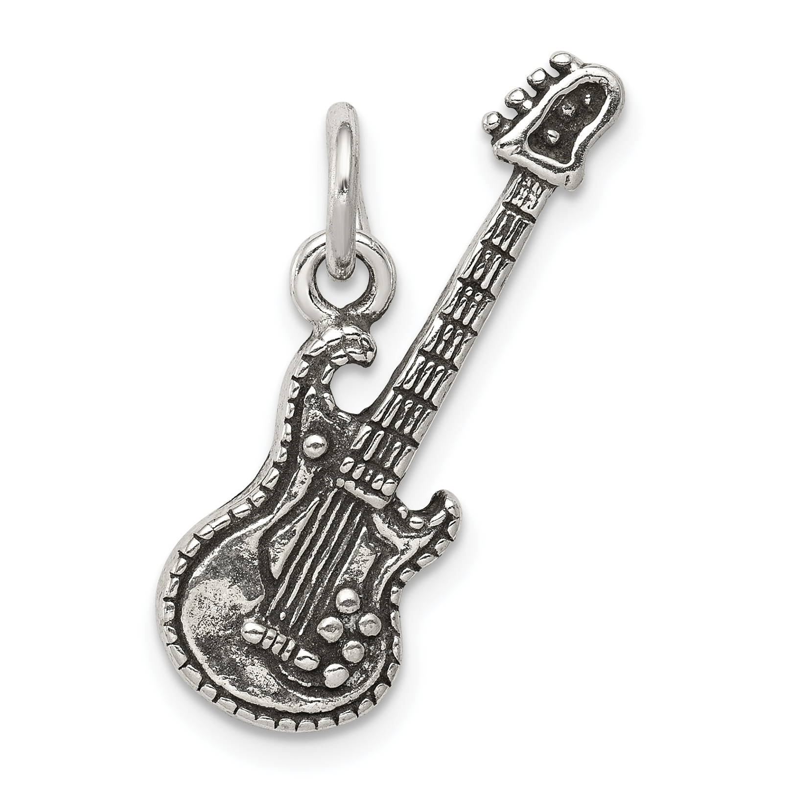 925 Sterling Silver Electric Guitar Pendant Charm Necklace ...