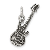 Sterling Silver Antiqued Electric Guitar Charm view 1