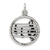Sterling Silver Antiqued Music Staff Charm view 3