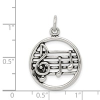 Sterling Silver Antiqued Music Staff Charm view 4