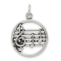 Sterling Silver Antiqued Music Staff Charm view 1