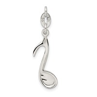 Sterling Silver Polished Music Note Charm view 3