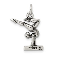 Sterling Silver Antiqued Gymnasts Charm view 3