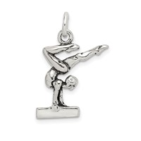 Sterling Silver Antiqued Gymnasts Charm view 1