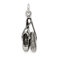 Sterling Silver Antiqued Ballet Shoes Charm view 3