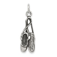Sterling Silver Antiqued Ballet Shoes Charm view 1
