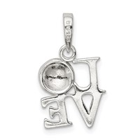 Sterling Silver Polished Enamel Love Soccer Pendant view 4