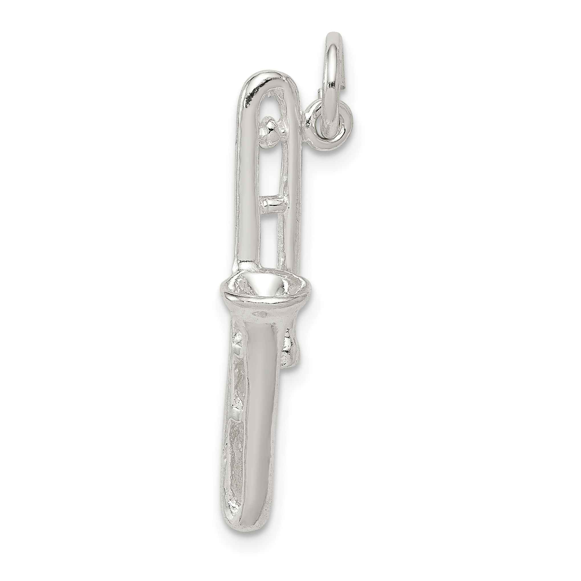 Sterling Silver Trombone Charm (QC780)