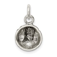 Sterling Silver Antiqued Baseball Charm view 4