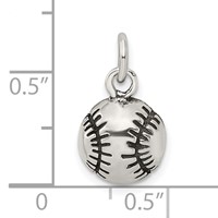 Sterling Silver Antiqued Baseball Charm view 3