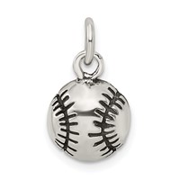 Sterling Silver Antiqued Baseball Charm view 1