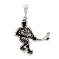 Sterling Silver Antiqued Hockey Player Charm view 3