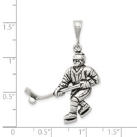 Sterling Silver Antiqued Hockey Player Charm view 4