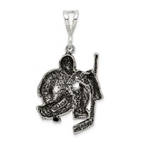 Sterling Silver Antiqued Hockey Player Charm view 3