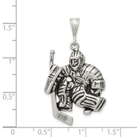Sterling Silver Antiqued Hockey Player Charm view 4