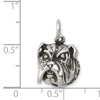 Sterling Silver Antiqued Bull Dog Charm view 3
