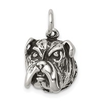 Sterling Silver Antiqued Bull Dog Charm view 1