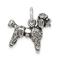 Sterling Silver Antiqued Poodle Charm view 1