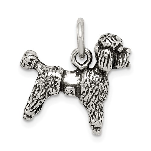 Sterling Silver Antiqued 3-D Poodle Dog Charm